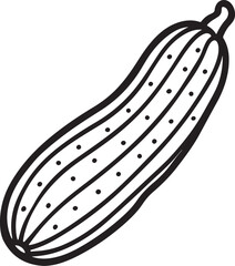 cucumber line art, black outline, vector and illustration, coloring book page line art drawing