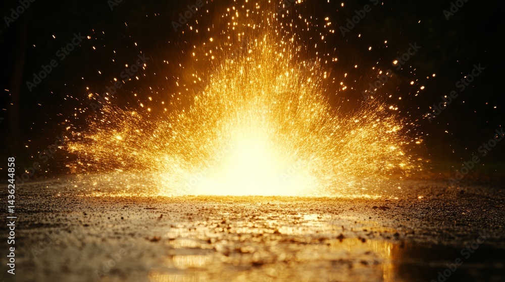 Poster sparks of creativity: a captivating image of glowing sparks erupting from a surface, creating a dyna