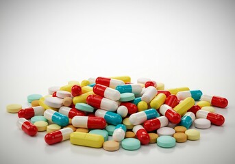 カラフル薬剤 輝く光沢 散乱配置