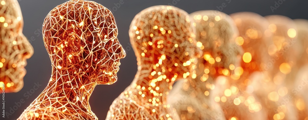 Poster artistic visualization of empathy through interconnected figures in a flat digital design