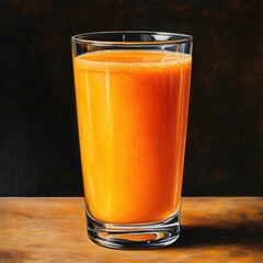 A glass of orange juice on a table in a restaurant ,Orange juice in a glass on a dark background with bokeh ,single glass of orange juice isolated on black background