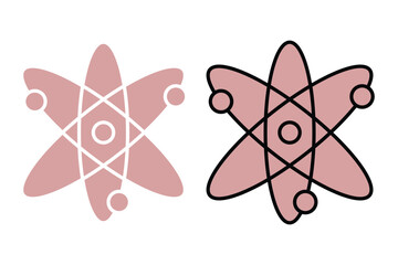 Atom icon vector. Electron, proton, or neutron chemistry icon. Molecules icon set. Chemistry science, molecular structure isolated. Vector illustrator