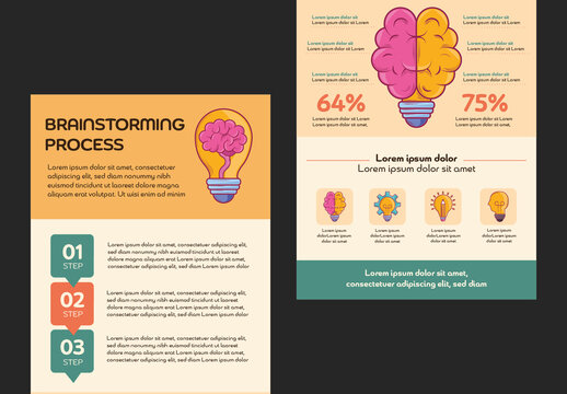 Yellow And Green Organized Brainstorming Steps Infographic Layout