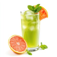 Flying tropical fruits and berries isolated on white background ,Fruit in juice splash panorama,Halves of fresh vegetables and fruits isolated on white background