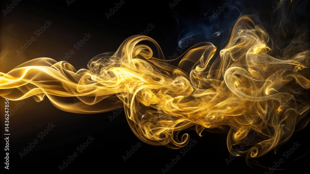 Poster abstract golden smoke swirls against dark background an elegant visual representation of ephemeral b