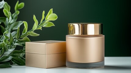 Luxury Skincare Packaging with Gold and Glass Jar