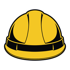 Minimalist Yellow Hard Hat with Orange Highlights Vector