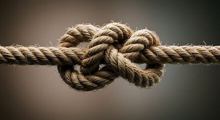Tied Rope Knot Close-up on Neutral Background