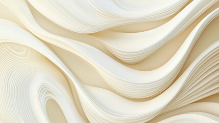 Fototapeta premium Elegant abstract composition with layered curved shapes, smooth textured surfaces, soft diffused lighting, monochromatic warm beige tones and a modern minimalist design creating a