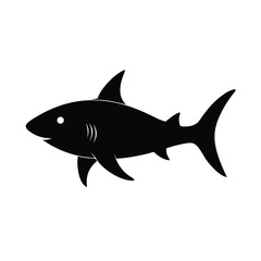 Simple Black Shark Vector Icon.
