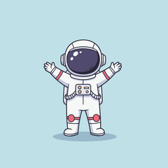 Happy Astronaut Raising Hands Cartoon