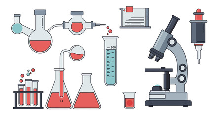 Obraz premium Colorful Pixel Art Illustration Of Laboratory Equipment