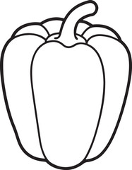 bell pepper line art, black outline, vector and illustration, coloring book page line art drawing