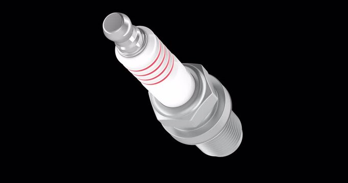 Iridium Spark Plug rotation animation, seamlessly loopable. 3D rendering isolated on transparent background