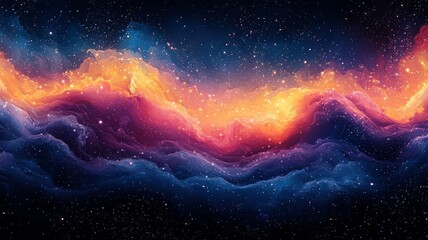 Fototapeta premium Vibrant cosmic landscape featuring swirling nebulae in rich hues of purple and orange, perfect for inspiring creativity and wonder in any space.