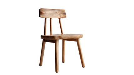 Rustic Wooden Chair: An inviting studio shot of a beautifully crafted, light-toned wooden chair against a simple backdrop, highlighting its warm, natural tones and unique details.