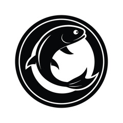 Curved Fish Circle Vector Logo.
