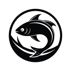 Fish in Circle Vector Logo.
