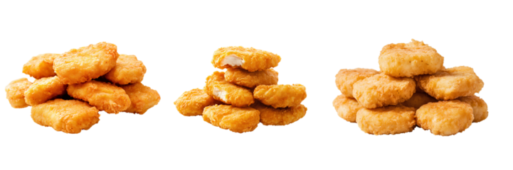 Set of a sources of chicken nuggets isolated on transparent background.