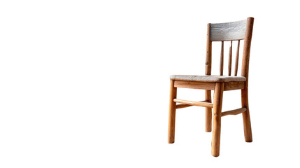 Wooden Chair in Minimalist Design: A vintage wooden chair, crafted with traditional joinery, stands isolated, highlighting its timeless design and simple elegance.