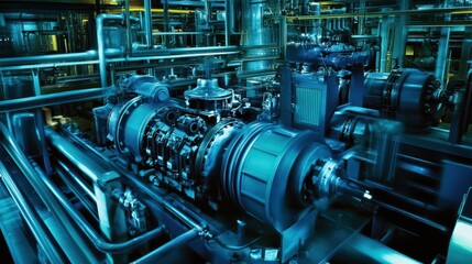 Industrial compressors in a factory