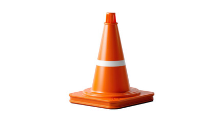 Orange Traffic Cone: A vibrant, single orange traffic cone, standing in a clear setting, symbolizing caution and guidance in a construction area or on a roadway, rendered with crisp and clean lines.