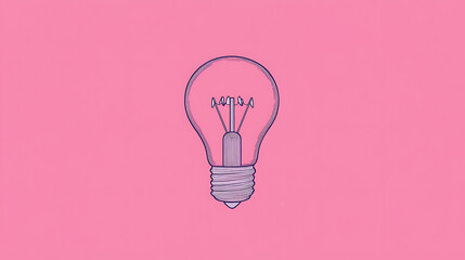 A light bulb is drawn on a pink background