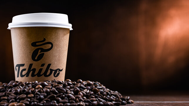 Cup of Tchibo coffee, a chain of coffee retailers and cafes