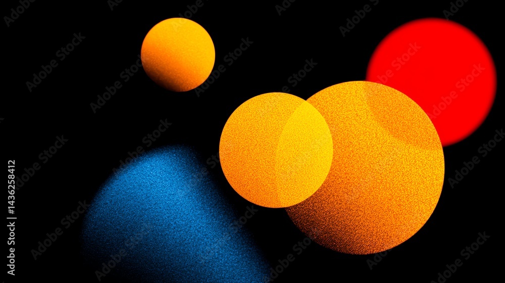 Poster abstract colorful shapes create a vibrant visual effect on a dark background.