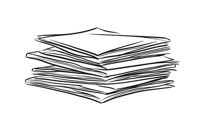 A stack of papers with a black outline