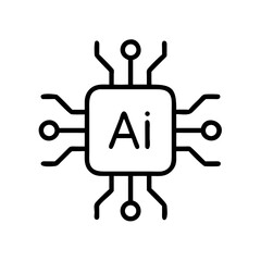 AI Microchip and Artificial Intelligence Processor Icon