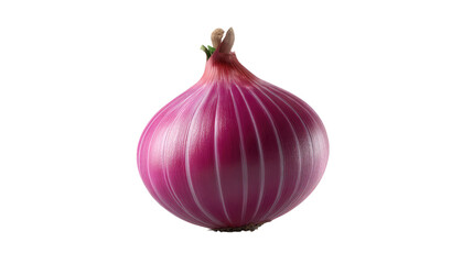 Vibrant Red Onion: A close-up studio shot of a fresh, whole red onion, with its characteristic reddish-purple skin, demonstrates a culinary staple ready for cooking and consumption.