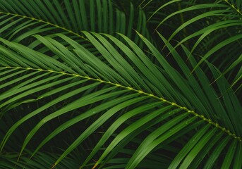 深緑の葉脈 鮮やか 熱帯植物の質感