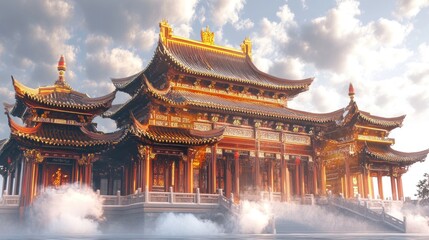 Obraz premium Majestic Chinese temple complex