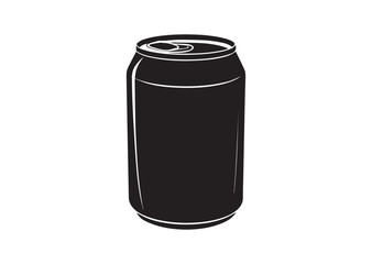 Soda can with a slightly curved, rectangular shape and a smooth surface silhouette Vector