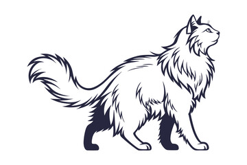 Obraz premium Floral cat silhouette, artistic animal vector on a white background