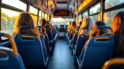 Fototapeta premium Passengers sitting in a moving bus