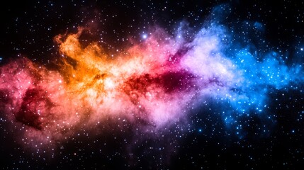 Fototapeta premium Cosmic Symphony: A vibrant explosion of color illuminates the canvas of space, creating a stunning display of celestial wonders and captivating galaxies.