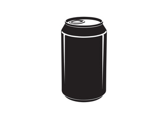 Soda can with a slightly curved, rectangular shape and a smooth surface silhouette Vector