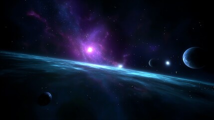 Naklejka premium Stunning cosmic view featuring vibrant colors and celestial bodies in deep space.