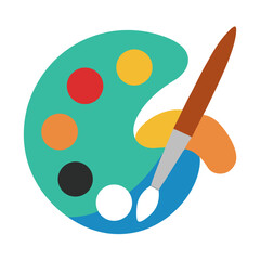Colorful Paint Palette with Brush for Art and Creativity

