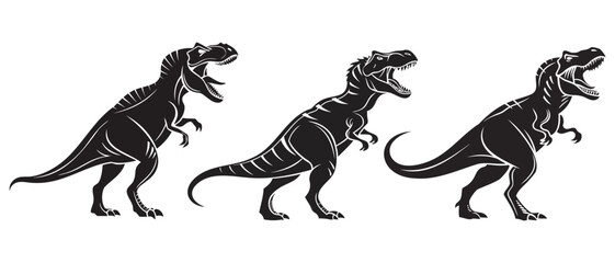 Obraz premium Fierce tyrannosaurus rex standing on cracked earth on white background
