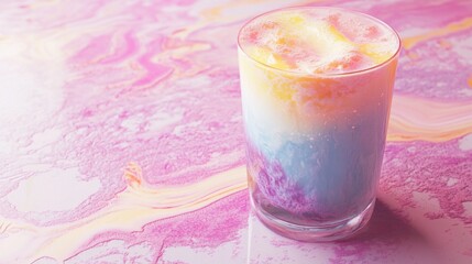 Pastel Rainbow Layered Drink in Glass