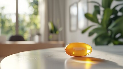 Transparent Vitality Enhancement Supplement Bottle on Minimalist Background