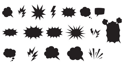Comic Burst Explosion Vector Set | Boom Elements and Speech Bubble Silhouettes for Pop Art, Retro Comics, and Vintage Illustrations
