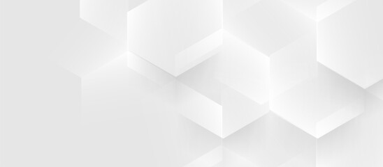 White Abstract 3D Hexagon Background with Soft Shadows