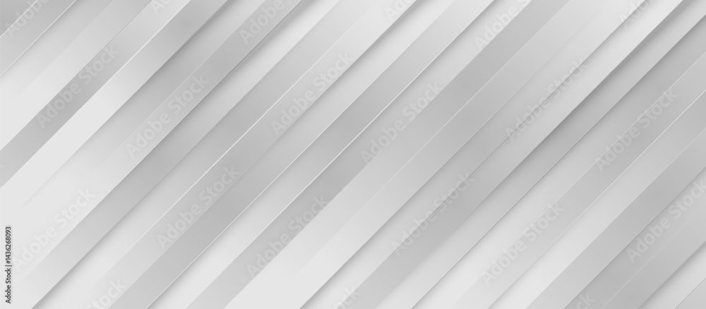 Poster White Abstract Diagonal Lines Background with Subtle Shadows