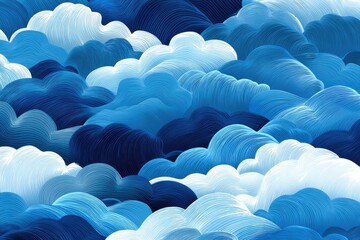 Obraz premium Abstract pattern of textured blue and white clouds.