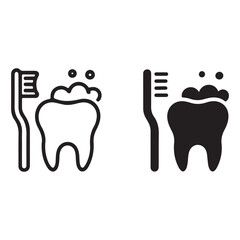 Tooth care icon duo outline and solid styles