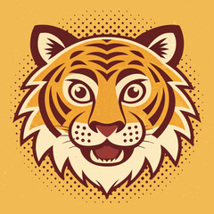 Obraz premium Tiger Face Logo – Symmetrical, Bold & Modern